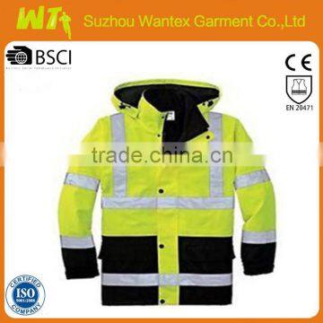 Hi-Viz High Visibility PU Waterproof Rain Jacket New Workwear Coat