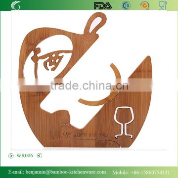 WR006/100% Bamboo Material Chinese Style Hot Sale Apple Shaped Folding Bamboo Wine Rack