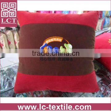 wholesale two tone color design made of 100% polyester Velour fluffy pillow with personalized logo embroidery(LCTP0073)