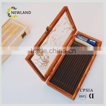 12/24 Color Pencil Black with Wooden Box