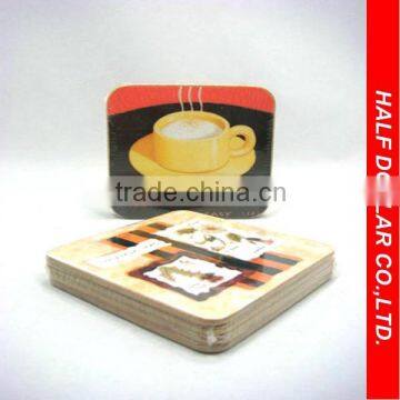 4pcs Wood-like Plastic Coasters For One Dollar Item,kitchenware