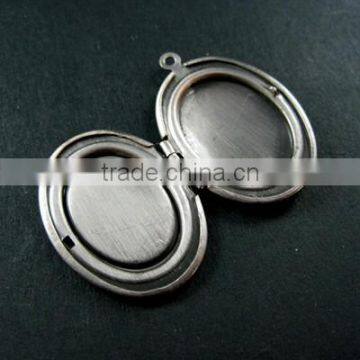 13x18mm Oval Bezel Tray Setting Vintage Antiqued Brass Silver Photo Locket Pendant Charm DIY Supplies 1123012