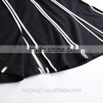 White Stripe Medium Length Girl Skirt Slit Skirt Rim Women Summer Dress