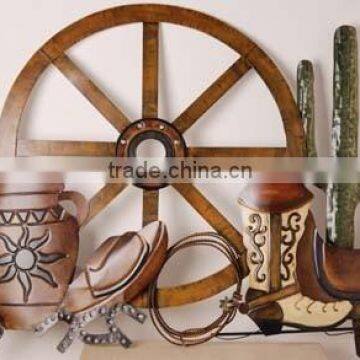 alibaba website western culture with metal hat, gun boots for home decor