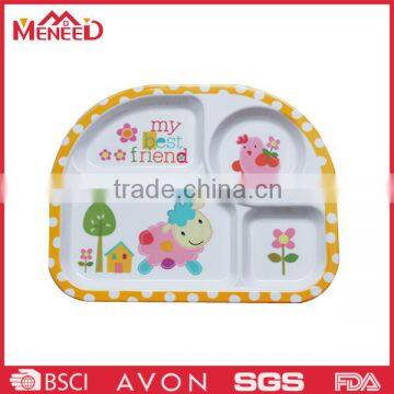 Eco-friendly baby safety unbreakable decorating food plates for kids