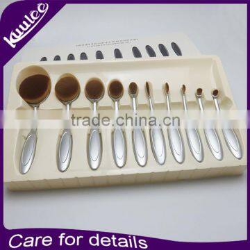 Factory supply high quality spray coating silver Oval Brush 10 Piece Set