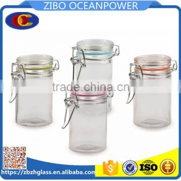 mini clip lock glass lid round shape glass spice jar