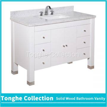 White Bathroom Vanity Carrera Marble Top photo-3