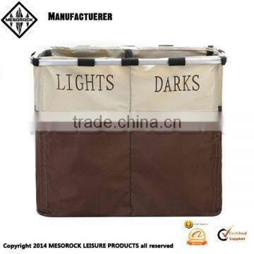 Foldable Bin Bags Section Basket Double Laundry Sorter Hamper Light & Dark photo-2