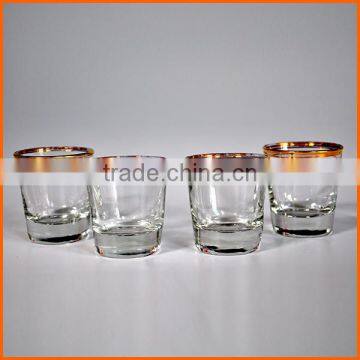 Fashion smooth shot glass with gold rim