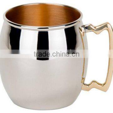 Copper Moscow Mule Mug With Copper & Nickel Finish With Brass Handles