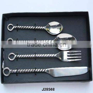 Hand Made steel cutlery set in mirror polish with loop end handle