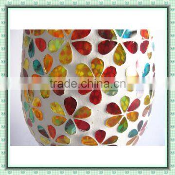 Holiday Decor Iridescent Colored Mosaic Hurricane Patterned Vase Tall Candle Holders for Weddings photo-2