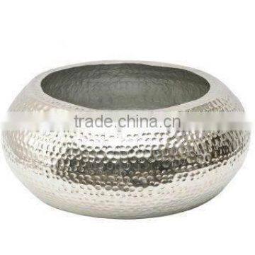 round hammered silver bowl