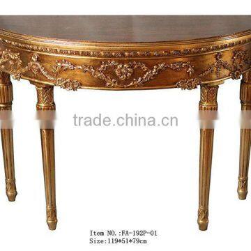 Antique Gold Reproduction Console Table with Mirror