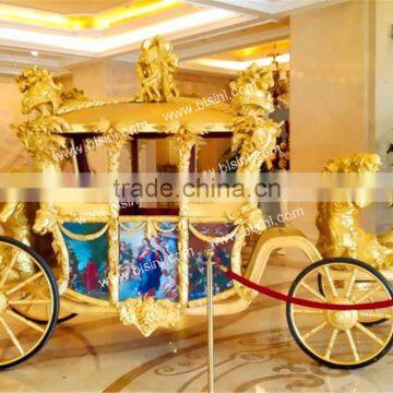 European Style Carved Golden Royal Horse Saddle Wedding Carriage Luxury Horse Carriage for Sale(BG11-M051) photo-2