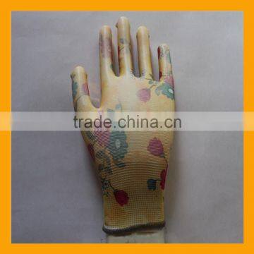 13G Floral Printed Polyester PU Gardening Gloves photo-2