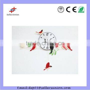 Metal Clock Wall Iron Bird Pendulum Clock Design Silent Sweep Step Art Clock photo-3