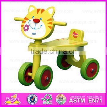 2016 Promotional Kids wooden walking toy,Funny children ride on tricycle toy,Lovely Cat design baby wooden tricycle toy W16A001