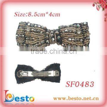 2013 Popular New Style Handmade Glass Stone Shoes Flower With Clip in Black Color