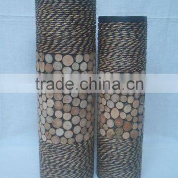 Cylindrical shape handmade bamboo vase home decorations