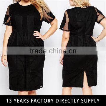 Latest dress designs photos all black 3xl plus size mini back side dress