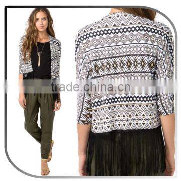 AZTEC PRINT FRINGE KIMONO CARDIGAN