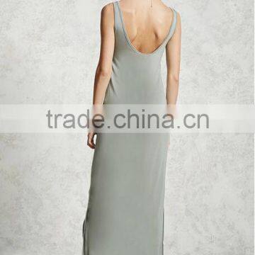 2017 Summer Women Scoop Neck Cami Dress Side Slits Maxi Tank Dress HSm9183 photo-2