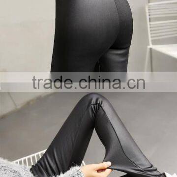 Warm Sexy Artificial Leather PU Female Fleece Pants photo-2