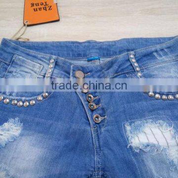 GZY Cheap Woman Fashion Stocklots Women Scratch Jeans Factory photo-5
