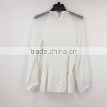 Yiwu Stock Apparel Women Pleated Transparent Sexy Chiffon Blouse photo-5