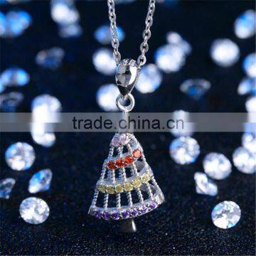 Fashion Jewelry Charm Pendant 925 Sterling Silver CZ Christmas Tree Pendant