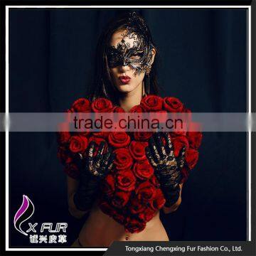 CX-D-105 Flower Decoration Rex Rabbit Fur Cushion Cover Wholesale photo-3