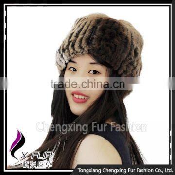 CX-C-240B Handknitted Womens Fashion Rex Rabbit Fur Hats and Caps photo-4
