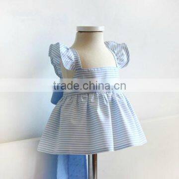 Newborn fari blue stripe baby clothes special bowknot girl dresses images of baby girl summer pinafore dress