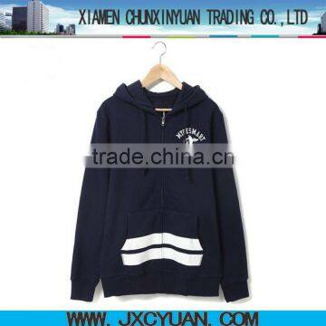 2013 blue mens hoody coats with custom printing and pocket made in china