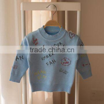 S32907W Kids Girls Pullover Sweater O-Neck Cute Words Embroidery High Quality Sweaters photo-2