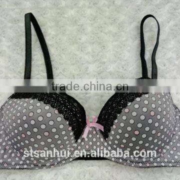 Fancy Dot Print and Beautiful Lace Sexy Ladies Bra and Panty Set photo-2
