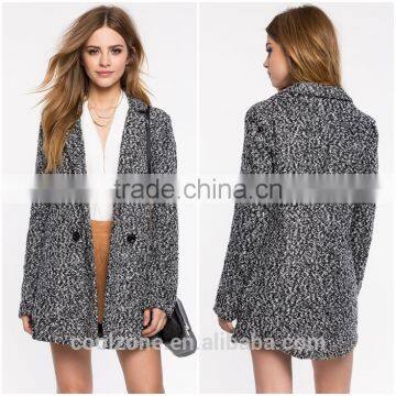 New arrival notch collars women coat elegant long sleeves winter coat woman