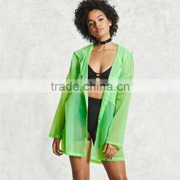 Lightweight Outdoor Waterproof Rain Hoodie Ladies Transparent Nylon Jackets photo-4