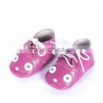 Cute Cat Design Leather Baby Moccasin photo-3