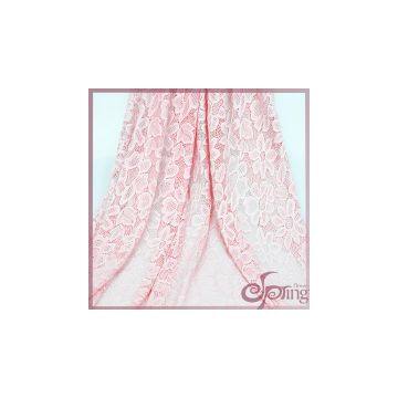 Pink Flower Tricot Lace, Elagant Swiss Lace Fabric