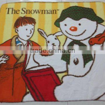 China Factory wholesale Japan cartoon design Snowman Polar Blanket throw for children