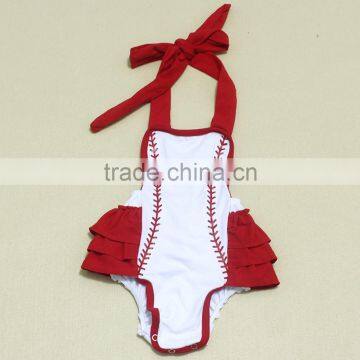 Newborn baby baseball romper ruffle diaper cover M7032201