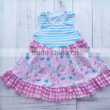 Modern style OEM design gingham girls dresses