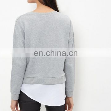 Grey 2 in 1 Shirt Sweatshirt PolyCotton Viscose long sleeve sweatshirt with sweep