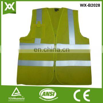 factory polyester fabric mesh /solid knit tape reflective hi vis fluo knit yellow vest