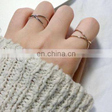 Korean Minimalist Cross Hollow Alloy Ring Above Knuckle Ring