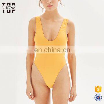 OEM women sexy extreme one piece yellow swimsuits