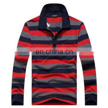 China Supplier 2016 Fashion Wholesale Clothing Man Cheap Polo Shirt Stripe Design Cotton Men's Long Sleeve Polo Shirt photo-2